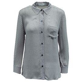 Blusa con botones y estampado geométrico en seda violeta de Equipment Otro Púrpura