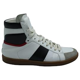 Saint Laurent-Saint Laurent Classic SL High-Top Leather Sneakers in White Sneakers-White