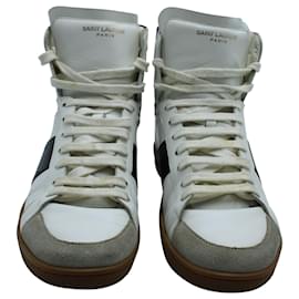 Saint Laurent-Saint Laurent Classic SL High-Top Leather Sneakers in White Sneakers-White