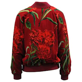 Dolce & Gabbana-Bomber Dolce & Gabbana Floreale in Viscosa Rossa-Rosso
