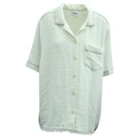 Nanushka Camisa con textura de un bolsillo en algodón blanco Blanco