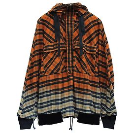 Sudadera con Capucha Sacai Plaid Ombre en Algodón Naranja Naranja