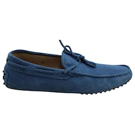 Tod's-Tods Gommino Driving Shoes in Blue Suede-Blue