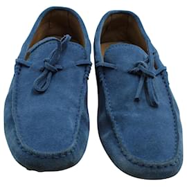 Tod's-Tods Gommino Driving Shoes in Blue Suede-Blue