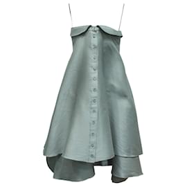 Alexis Mabille-Alexis Mabille Bow-Detailed Satin-Twill Mini Dress in Grey Polyester-Grey