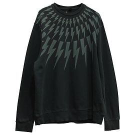 Neil Barrett Fair Isle Thunderbolt-Print Sweatshirt in Grey Cotton Grey