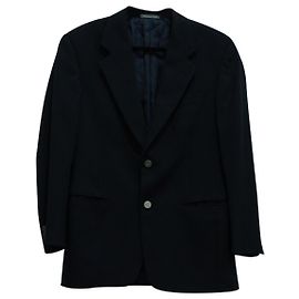 Salvatore Ferragamo Single-Breasted Blazer in Navy Blue Virgin Wool Blue Navy blue
