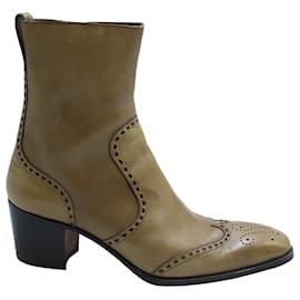Yves Saint Laurent-Yves Saint Laurent Johnny Boots in Brown Leather-Brown