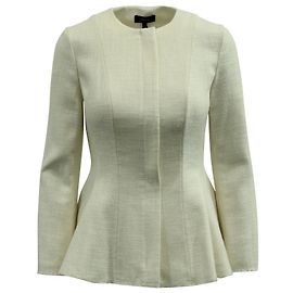 Theory Canvas Tweed Movement Jacket in White Viscose White Cream