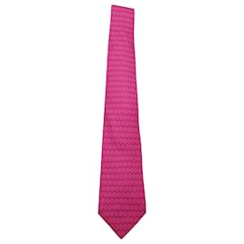 Hermès-Cravate Hermès à motifs géométriques en soie rose-Autre
