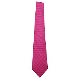 Hermès Hermes Geometric Pattern Tie in Pink Silk Other
