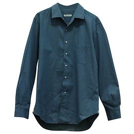 Loro Piana Camicia in Denim con Colletto Camp in Cotone Blu Blu