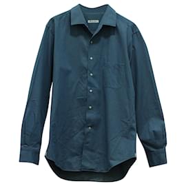 Loro Piana-Loro Piana Camp Collar Denim Shirt in Blue Cotton-Blue
