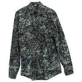 Camisa abotonada de manga larga en algodón negro con estampado de ruido de Balenciaga Otro