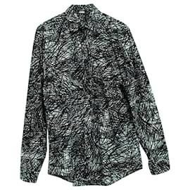 Balenciaga-Camisa abotonada de manga larga en algodón negro con estampado de ruido de Balenciaga-Otro