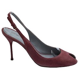 Scarpin Sergio Rossi Peep-Toe em couro rosa Rosa