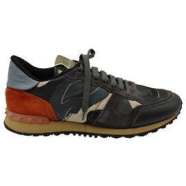 Tênis de cano baixo Valentino Garavani Rockrunner em couro multicolorido e camurça Multicor