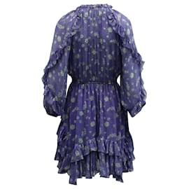 Ulla Johnson-Ulla Johnson Alissa Floral Ruffle Dress in Purple Silk-Purple