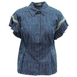 Sandro Paris Blusa com Estampa Listrada em Algodão Multicolorido Outro Impressão em python