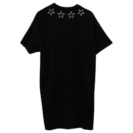 Givenchy-Givenchy Stars All Over Neck Cotton T-Shirt Black Cotton-Black