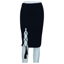 Jonathan Simkhai-Dark Blue Slim Fit Skirt with Black Cord-Blue