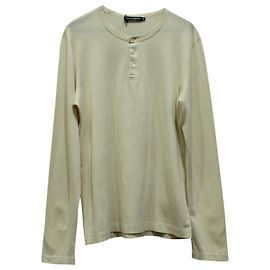 Dolce & Gabbana Top a maniche lunghe 'Henley' in seta panna Bianco Crudo