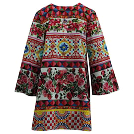 Dolce & Gabbana-Vestido Dolce & Gabbana con Estampados Múltiples en Algodón Multicolor-Multicolor
