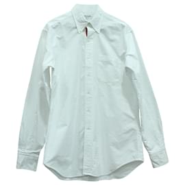 Thom Browne-Camisa Oxford de algodón blanco con tapeta de grogrén de Thom Browne-Blanco
