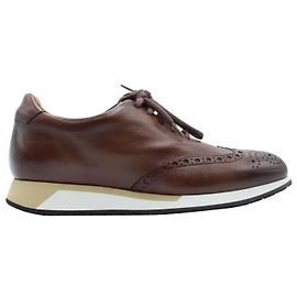 Sneakers Santoni Low Top Brogues in pelle Marrone Marrone