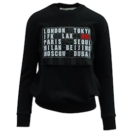 Victoria Beckham-Victoria Beckham Crewneck Printed Sweater in Black Cotton-Black