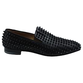 Christian Louboutin-Christian Louboutin Dandelion Spike Loafers in Black Leather-Black