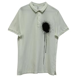 Neil Barrett-Neil Barett Spray Print Polo Shirt in White Cotton-White,Cream
