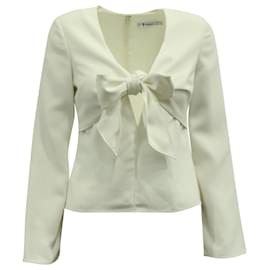 Alexander Wang- Alexander Wang Bow Long Sleeves Top in White Polyester-White