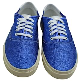 Saint Laurent-Saint Laurent Skate Lace Up Sneakers in Blue Glitter-Blue