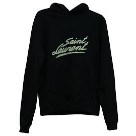 Saint Laurent '50s Signature Logo Graphic Hoodie aus schwarzer Baumwolle Schwarz
