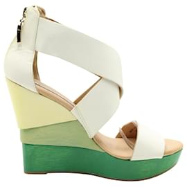 Diane Von Furstenberg-Diane Von Furstenberg Opal Wedge Sandals in White Leather-White