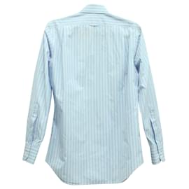 Thom Browne-Camisa de algodón azul de manga larga con botones a rayas de Thom Browne-Azul