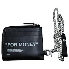 Off White-Off-White "For Money" Chain Wallet in Black Leather-Black