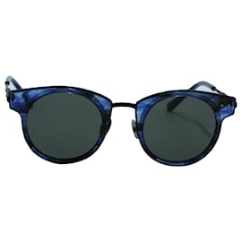 Bottega Veneta-Bottega Veneta Round Sunglasses in Blue Metal-Blue