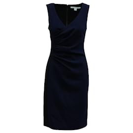 Diane Von Furstenberg-Diane Von Furstenberg Sleeveless Draped Short Dress in Navy Blue Polyester-Navy blue