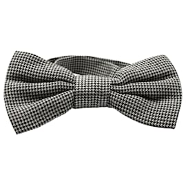 Dolce & Gabbana-Dolce & Gabbana Houndstooth Bow Tie in Black and White Cotton -Other