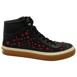 Jimmy Choo Baskets Montantes Star Stud en Cuir Noir Noir