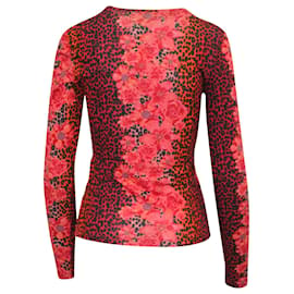 Versace Jeans Couture-Versace Jeans Couture Animal Print Long Sleeve Top in Red Cotton-Other