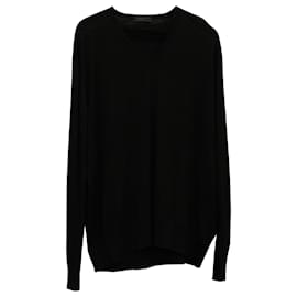 Prada-Prada Knitted V-neck Sweater in Black Wool-Black