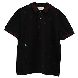Polo Gucci Ricamata Api E Stelle In Cotone Nero Blu Blu navy