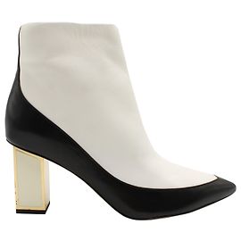 Botines Diane Von Furstenberg Cainta de Cuero Blanco Blanco