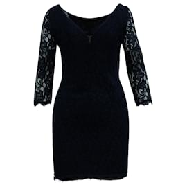 Diane Von Furstenberg-Diane Von Furstenberg Lace Dress in Navy Blue Rayon-Navy blue