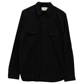 Sandro-Sandro Button-down Shirt w/ Pockets in Navy Blue Cotton-Blue,Navy blue