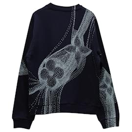 Louis Vuitton-Louis Vuitton Pullover mit Monogramm-Blumen-Design aus marineblauer Baumwolle-Marineblau