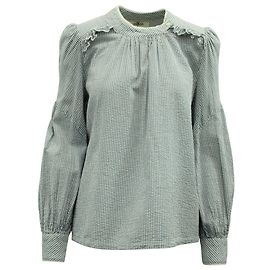 Camisa com babados Ba&Sh Stripe em algodão azul e branco Outro Impressão em python